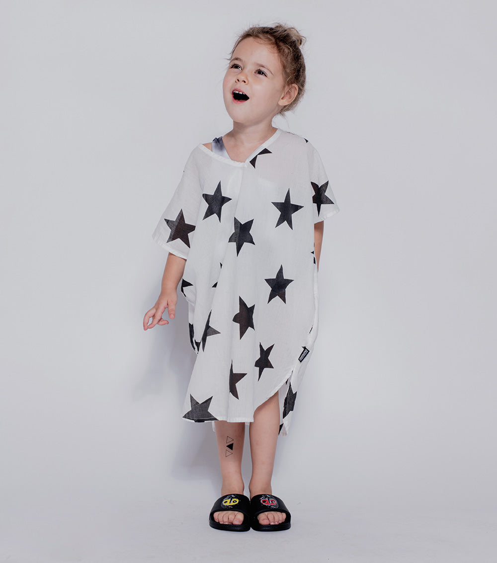 Kid | Star Voile Sleeveless Kaftan | Black