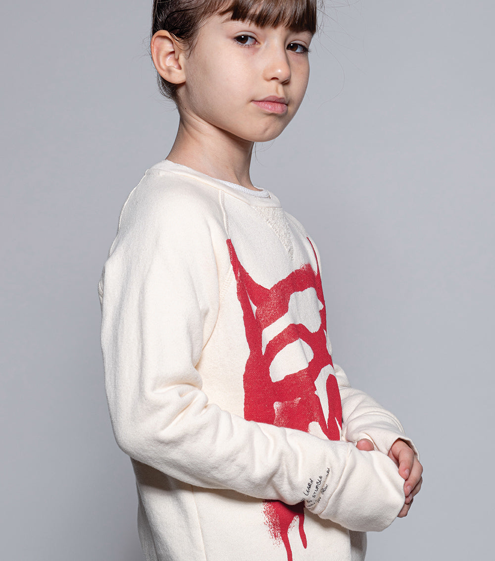 Kid | Mischief Cat Sweatshirt | Olive