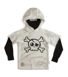 Kid | Skull Twofer Ninja Hoodie | Dirty White