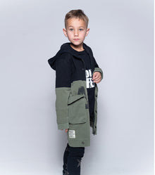 Kid | Deconstructed Army Coat | Black x Olive