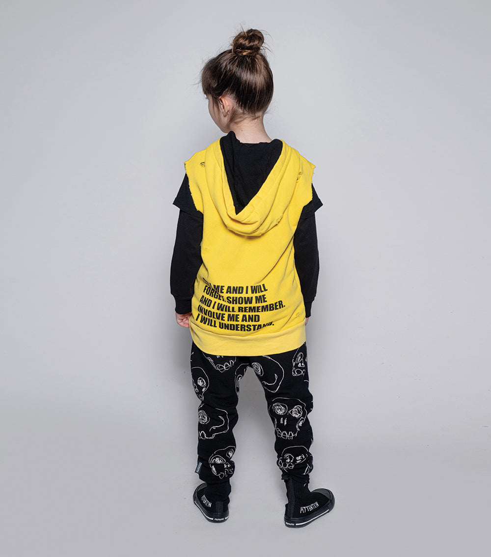 Kid | Scribbled Skulls Baggy Pants | Black