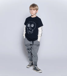 Kid | Scribbled Skull Pants | Vintage Grey