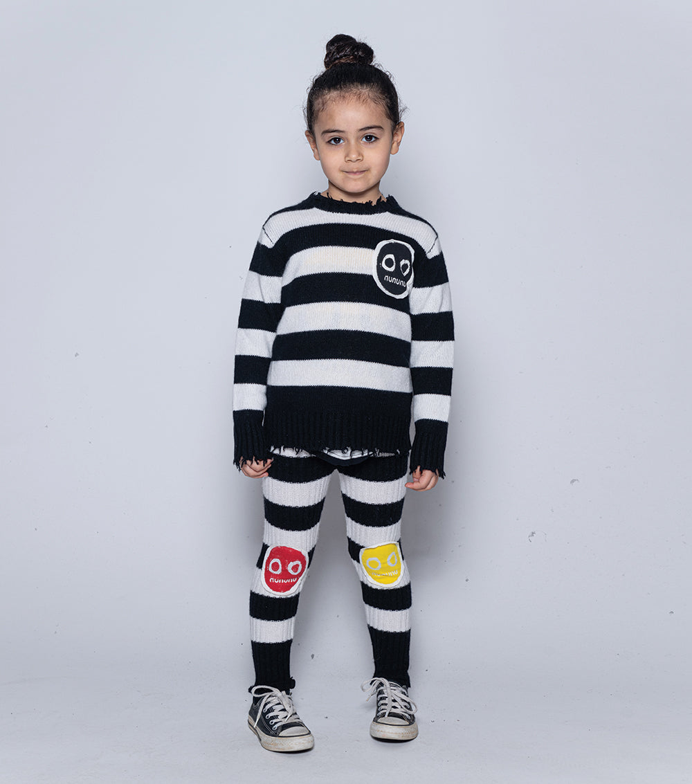 Kid | Nununu Smile Knit Leggings | Stripes