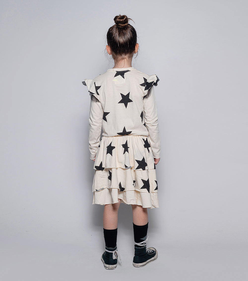 Kid | Star Multi Layered Dress | Dyed Graphite