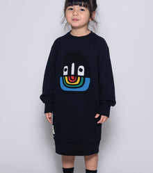Kid | Fuzzy Rainbow Smile A Dress | Dusty Heather Grey