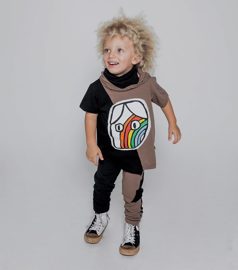 Kid | Rainbow Dude Ninja Shirt | Black x Earth Brown
