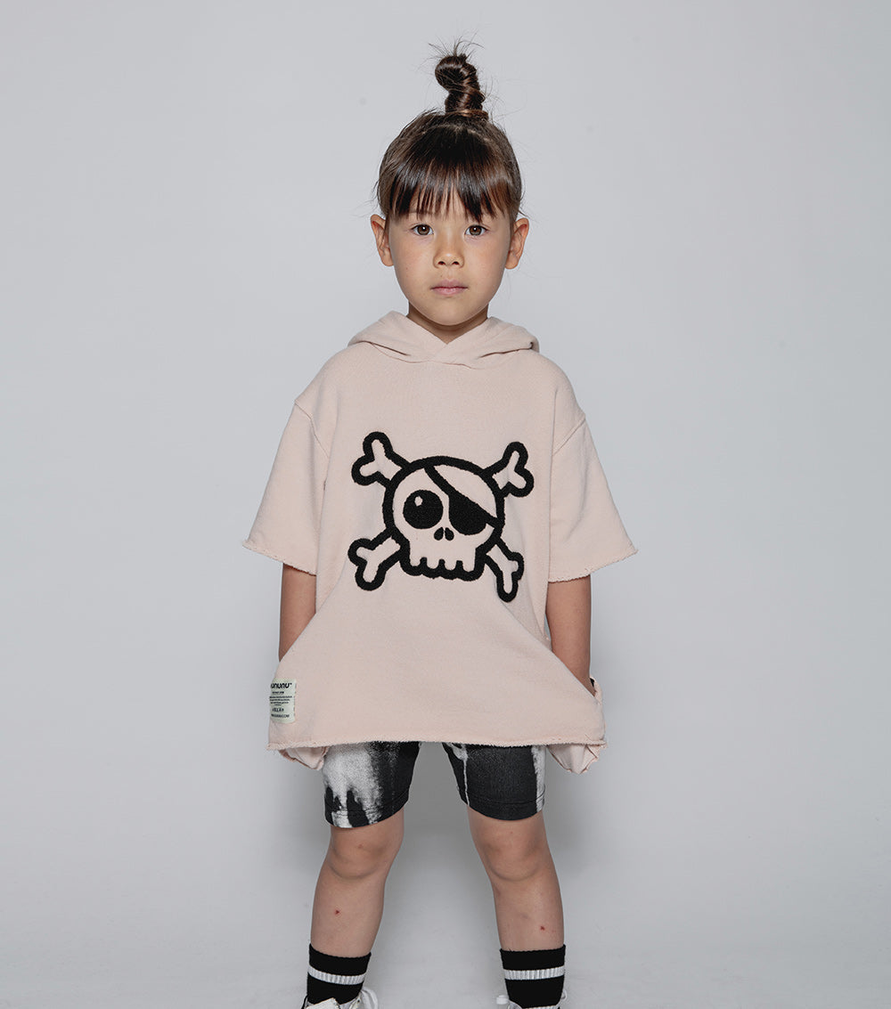 Kid | Fuzzy Skull Hooded Sweatshirt | Nude