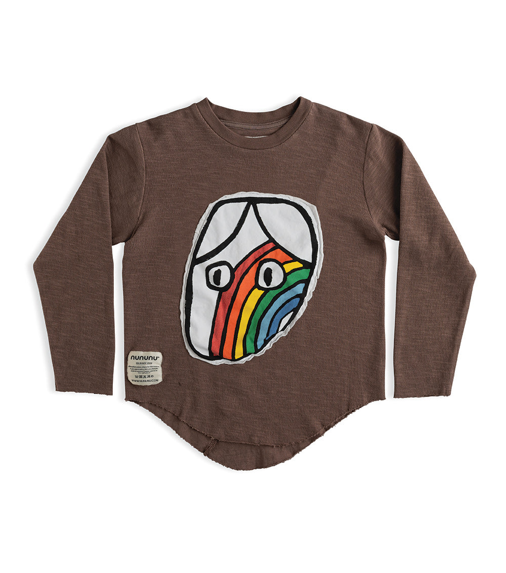 Kid | Rainbow Dude Patch Shirt | Earth Brown