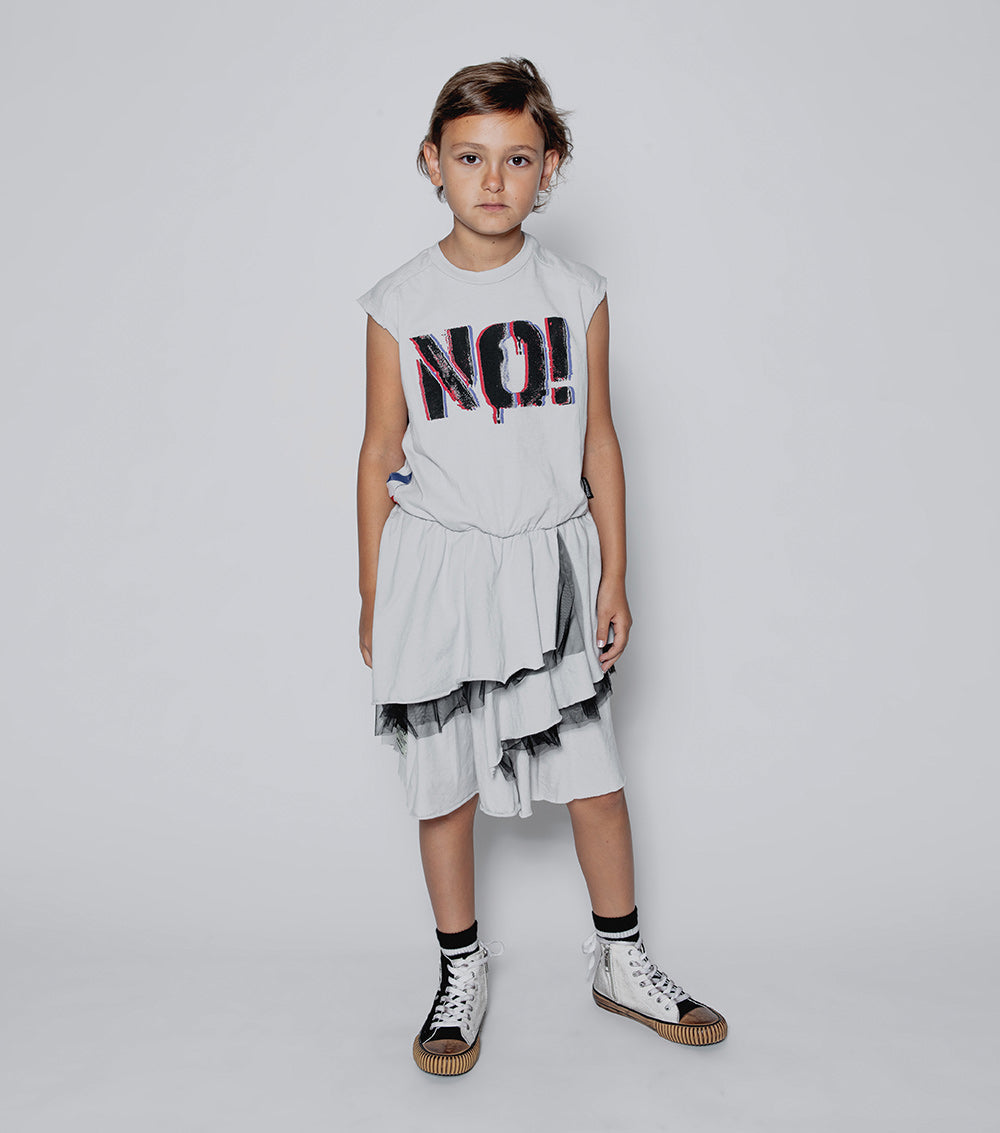 Kid | U Have Mail Layered Dress | Ice Grey