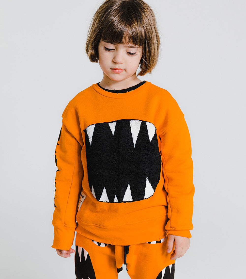Kid | Fuzzy Roar Sweatshirt | Orange