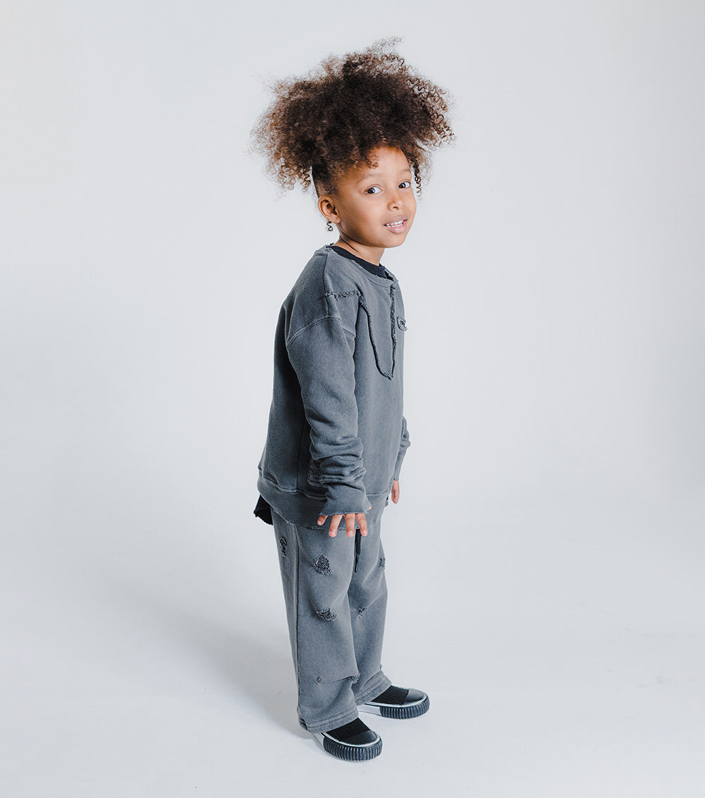 Kid | Patchwork Sweatshirt | Dyed Graphite