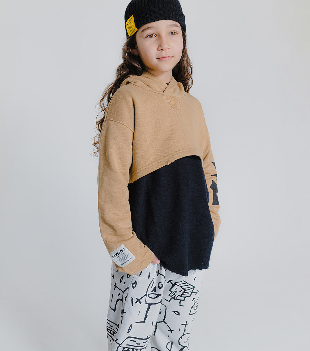 Kid | Cropped Hi-Lo Hoodie | Mocha