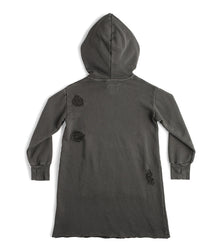 Kid | Deconstructed Hooded Dress | Dyed Graphite