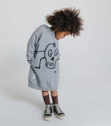 Kid | Goofy Skull Hooded Dress | Black