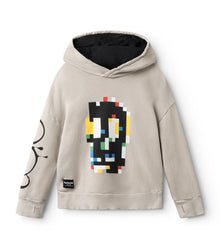 Kid | Pixel Skull Hoodie | Smokey Grey