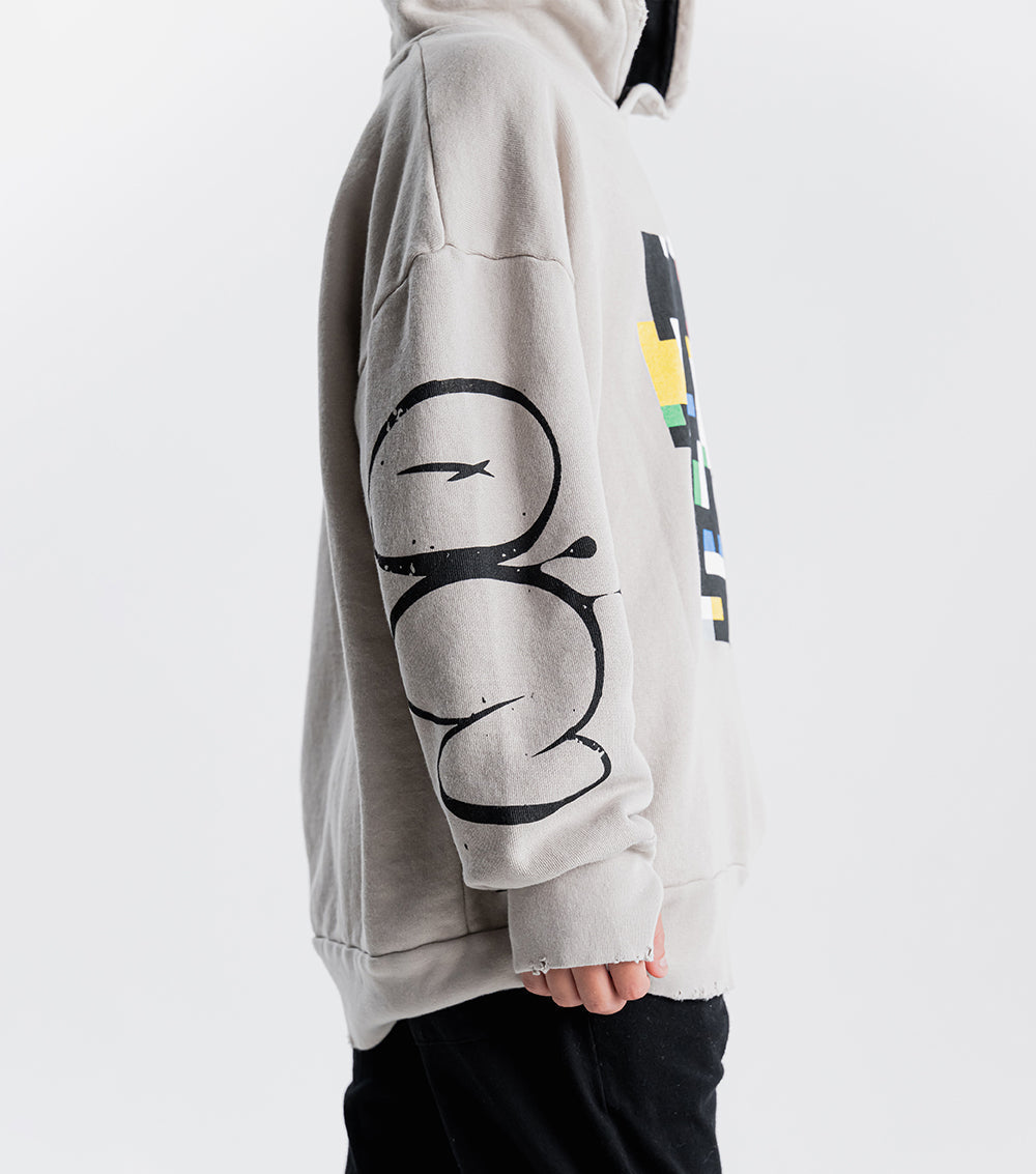 Kid | Pixel Skull Hoodie | Smokey Grey