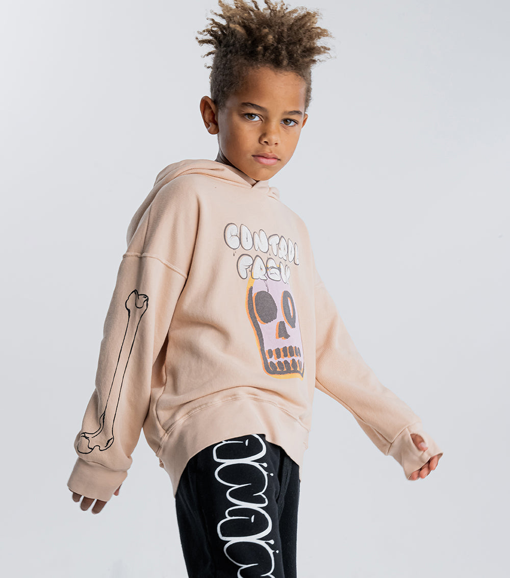 Kid | Bubbly Dizzy Skull Hoodie | Nude