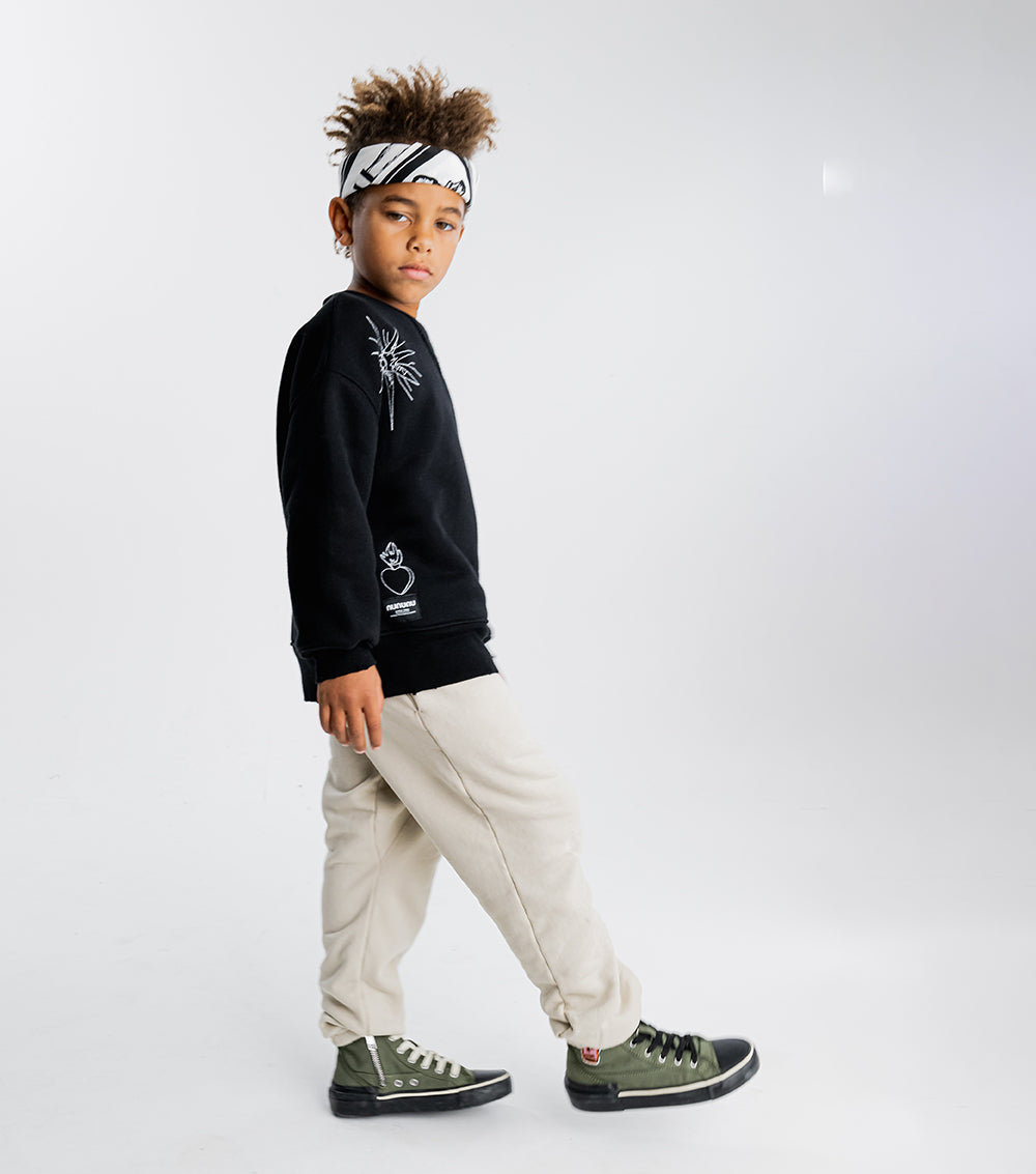 Kid | Moon Inked Sweatpants | Smokey Natural
