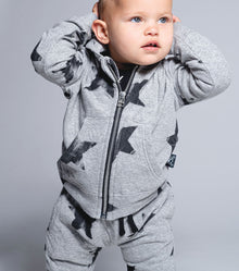 Newborn | Soft Faded Star Zip Hoodie | Heather Grey