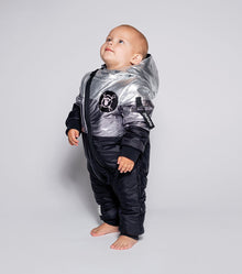 Newborn | Puffy Trio Overall | Black x Silver