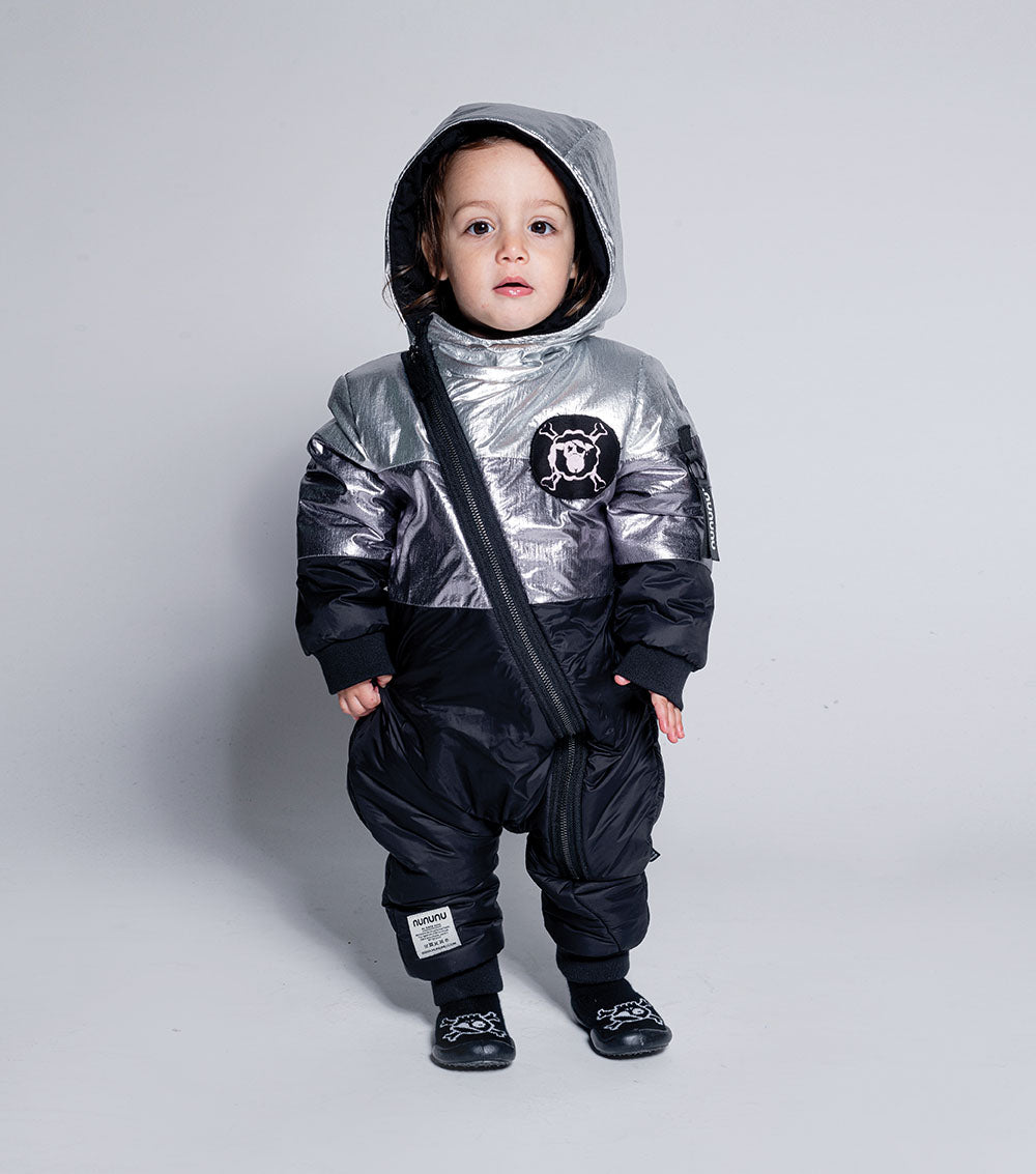 Newborn | Puffy Trio Overall | Black x Silver