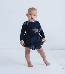 Newborn | Soft Star Onesie Layered Skirt | Black