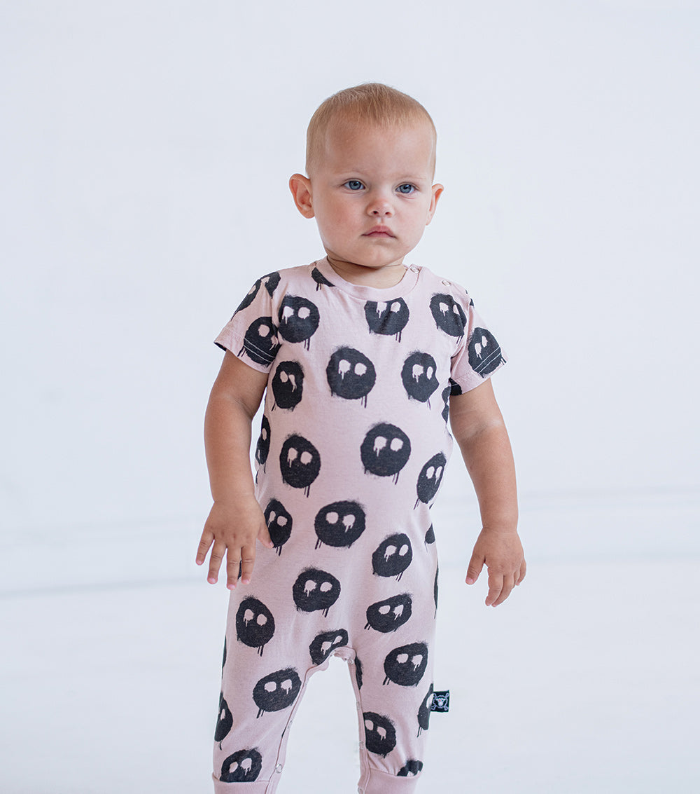 Newborn | Melting Masks Playsuit | Powder Pink