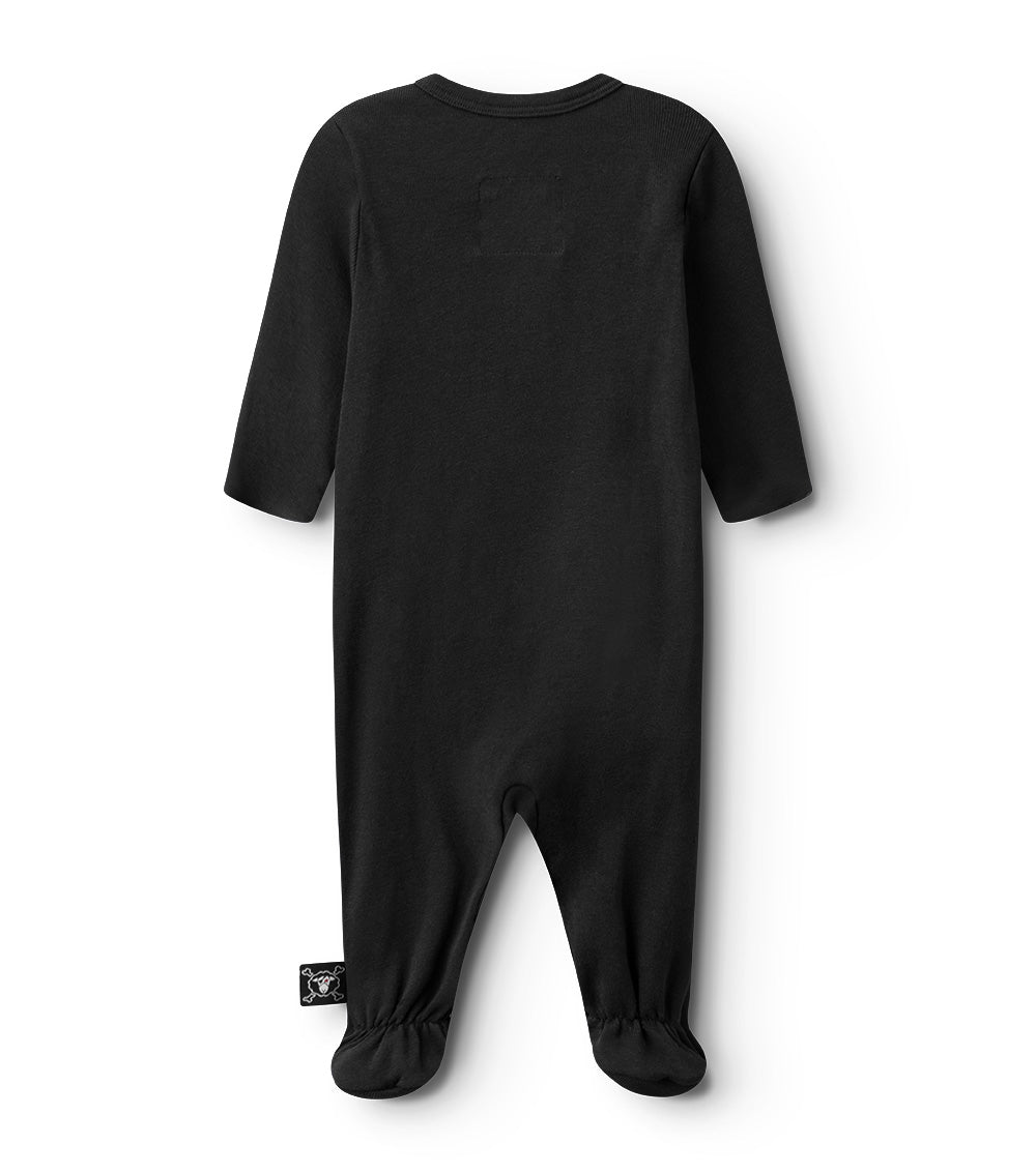 Newborn | Pixel Skull Footed Overall | Black