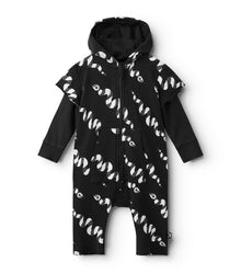 Newborn | Stripey Snakes Hooded Overall | Black