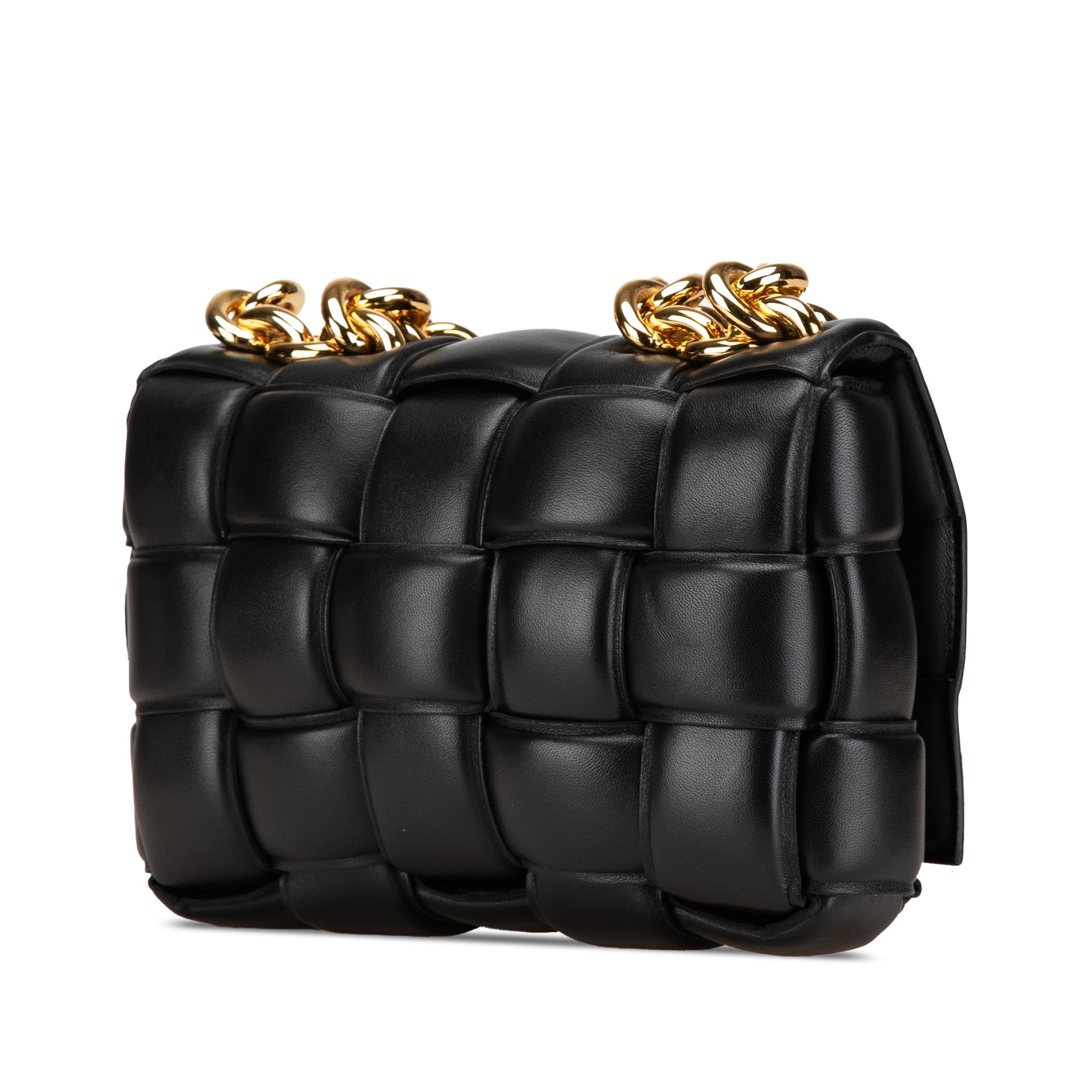 Bottega Veneta | Pre-Owned Nappa Intrecciato Padded Chain Cassette Satchel | Black