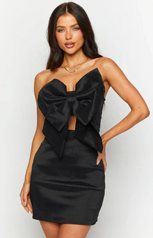 Nadia Bow Mini Dress | Black
