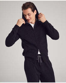 Nomad1942 | Men | Stuyvesant Zip Cashmere Hoodie | Charcoal