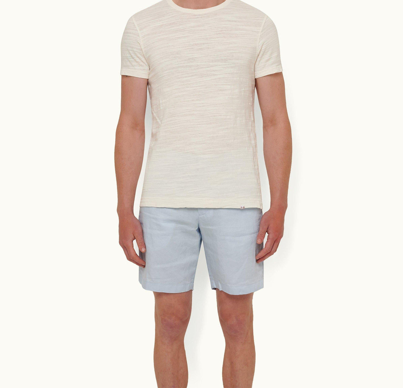 Norwich Linen Tailored Fit O.B Stripe Linen Shorts | Ice Blue