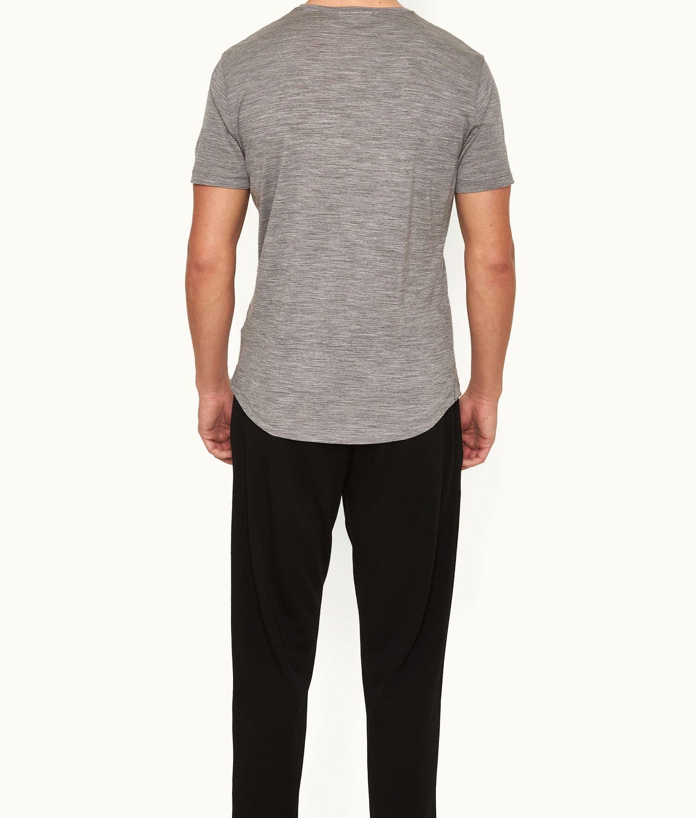 OB-T Merino Black Tailored Fit Crewneck Merino T-Shirt | Grey Melange