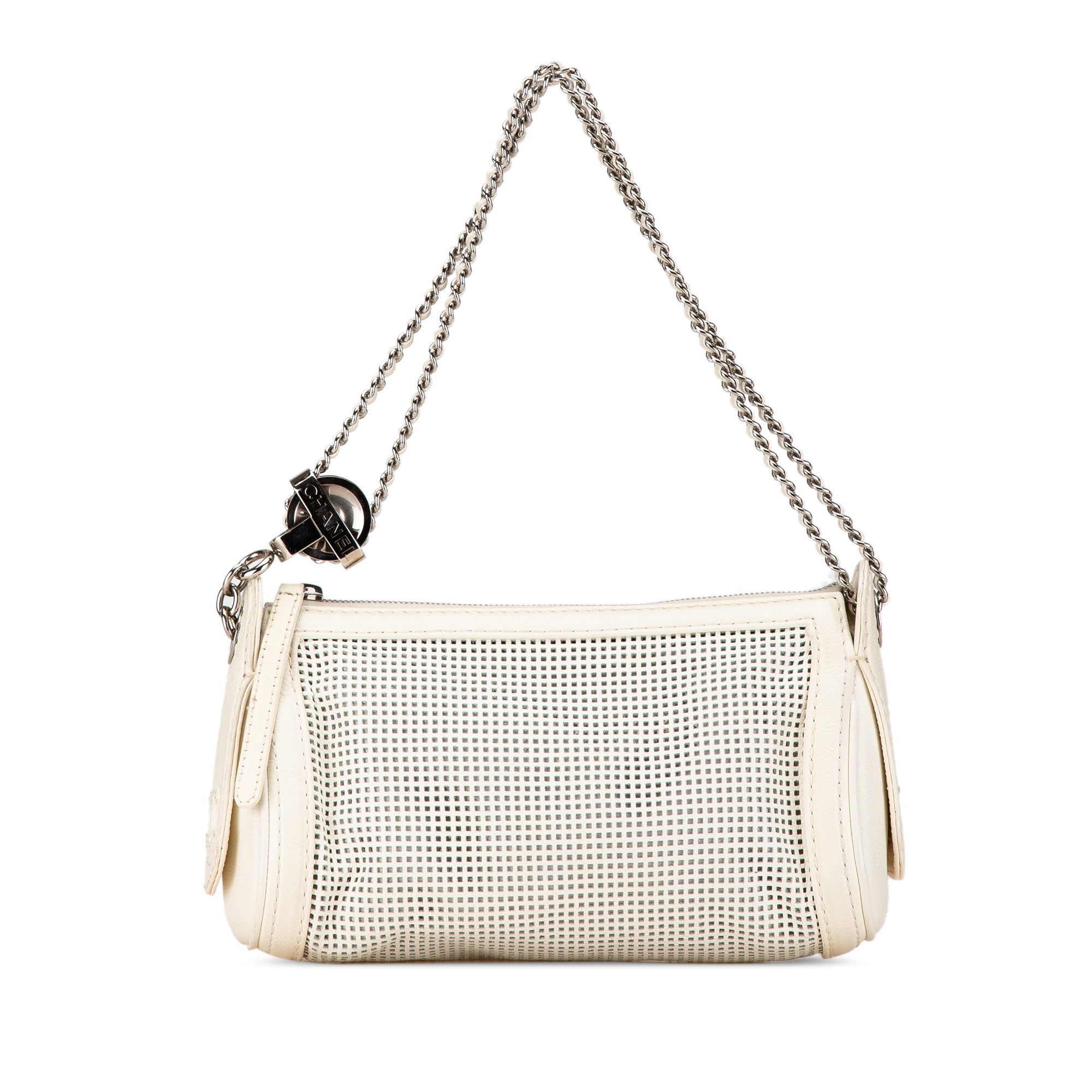Chanel | Pre-Owned Caviar Perforated Pulley Shoulder Bag | White/Ivory