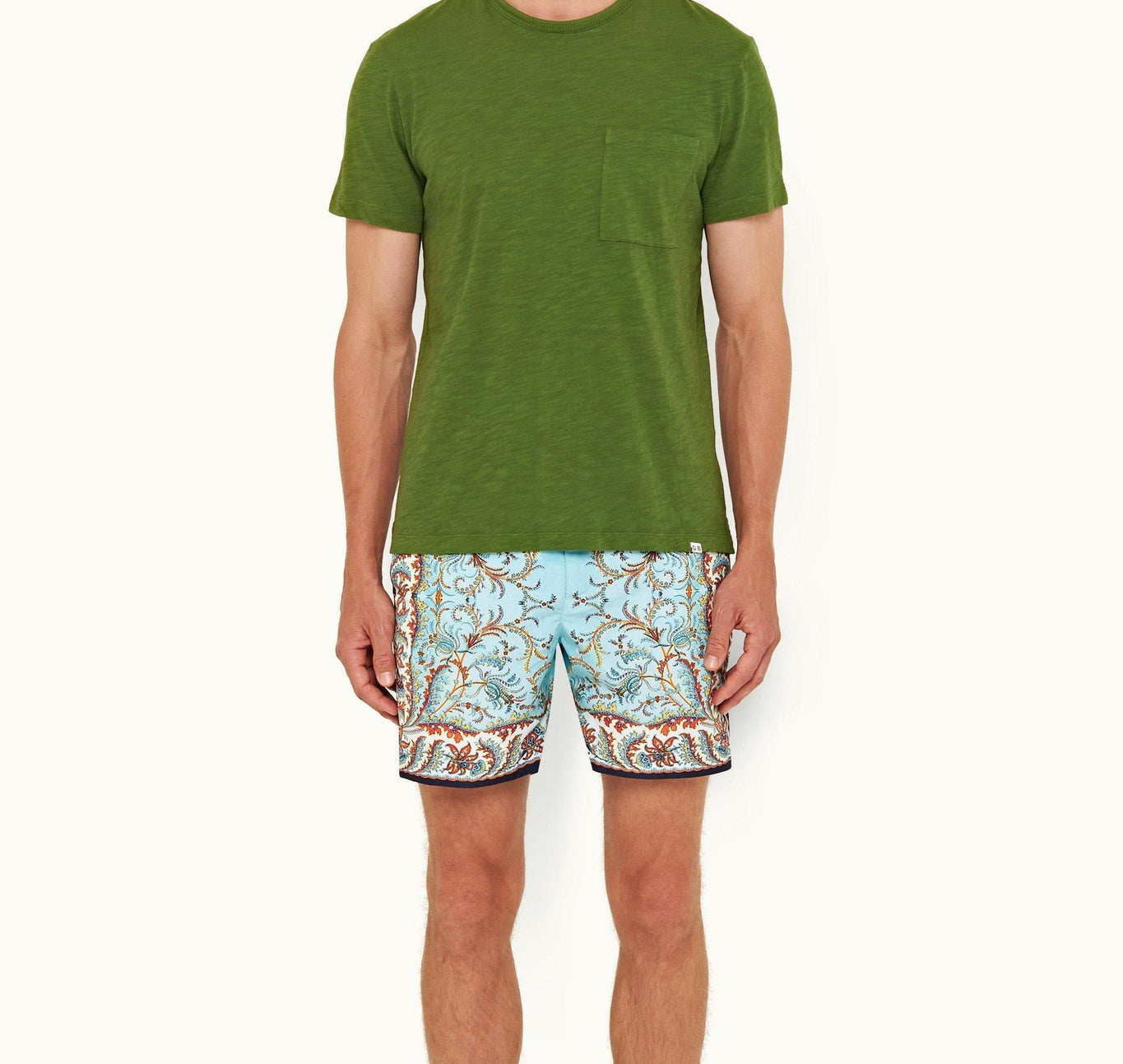OB Classic Crew Neck Garment Dye Cotton T-Shirt | Conifer