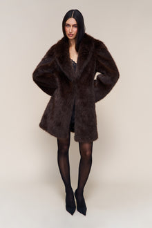 Womens | Roxie Faux Fur Coat | Chocolate
