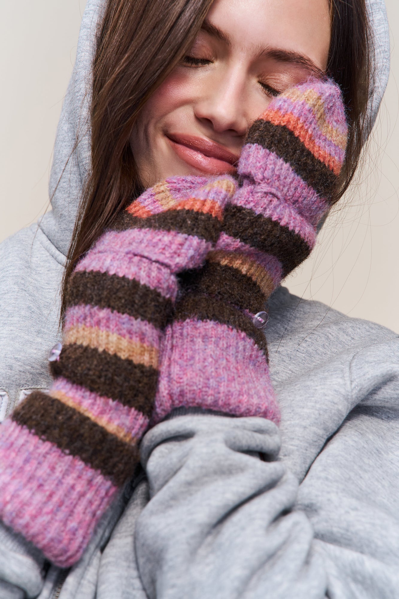 Womens | Knit Mittens | Pink Multi