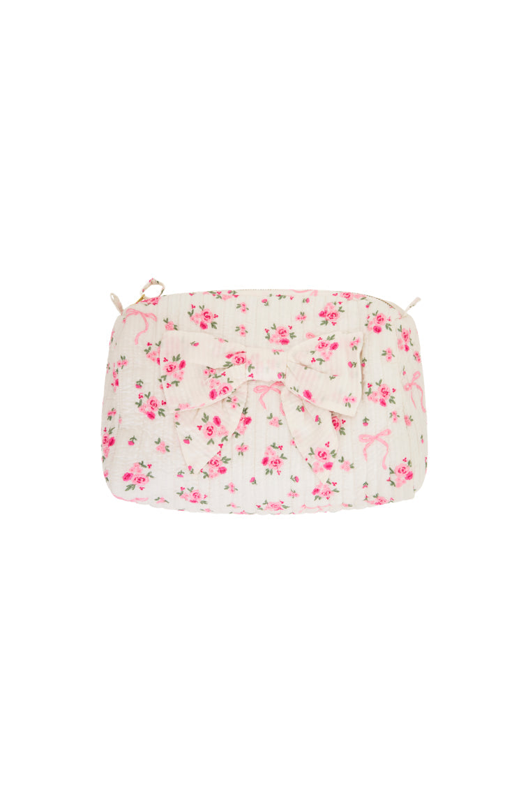 Octavia Rose & Bow Cosmetic Bag | Fancy Pink