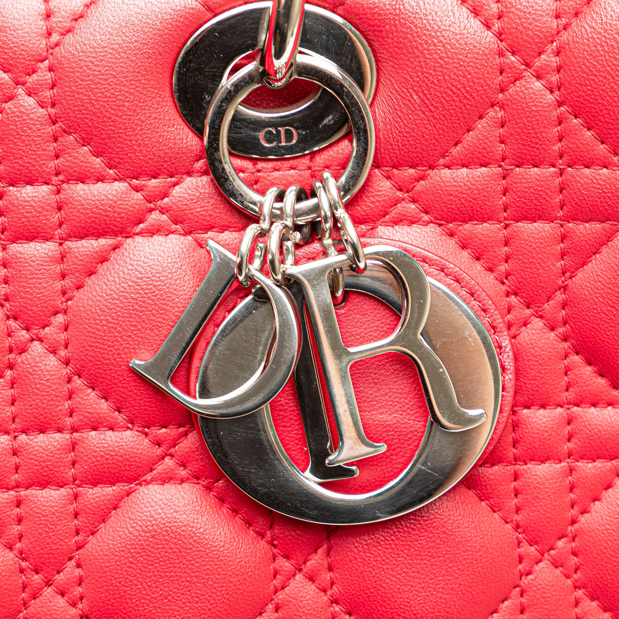 Dior | Pre-Owned Large Lambskin Cannage Lady | Red