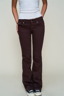 Womens | Low Rise Flare Twill Pant | Chocolate