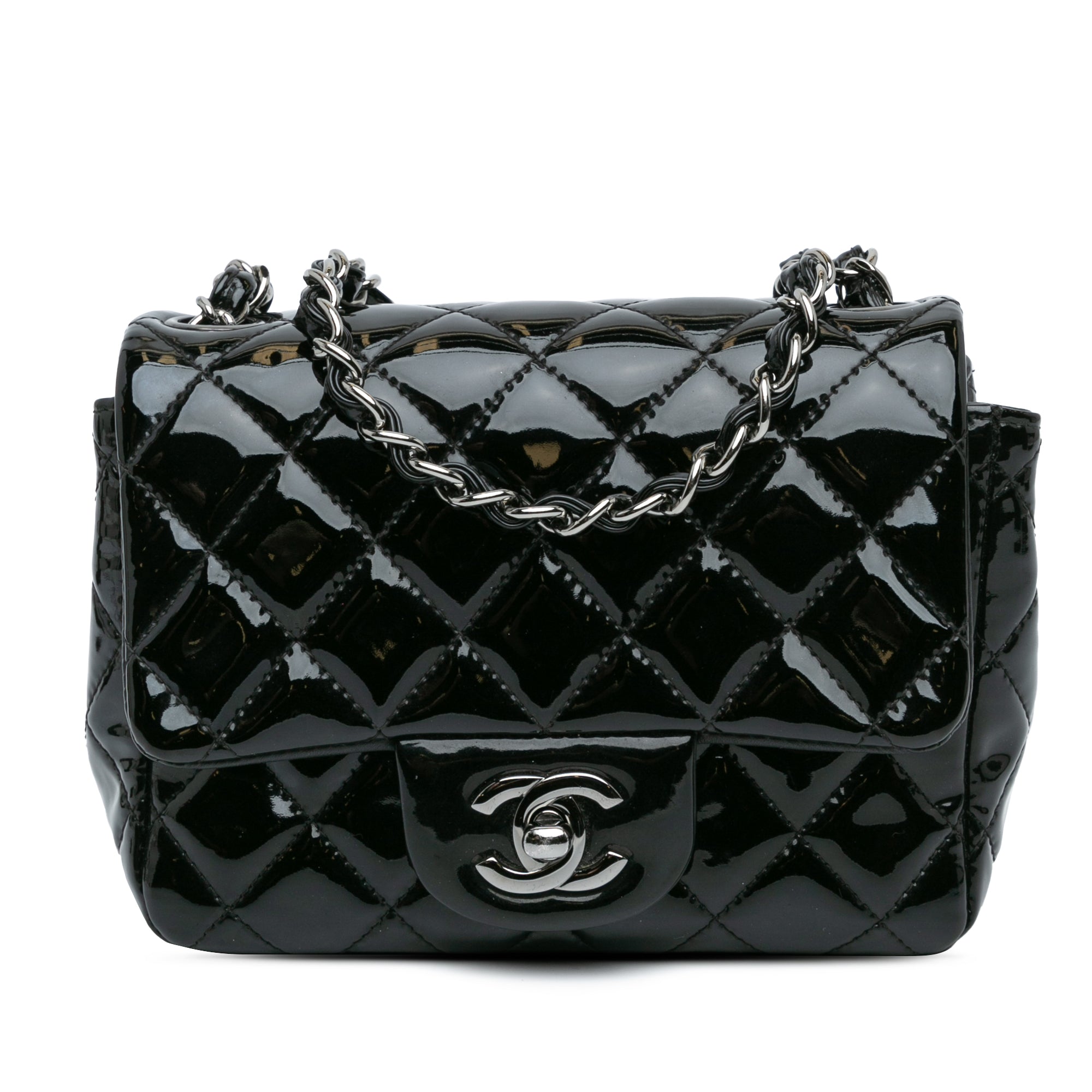Chanel | Pre-Owned Mini Square Classic Patent Single Flap - XIII | Black