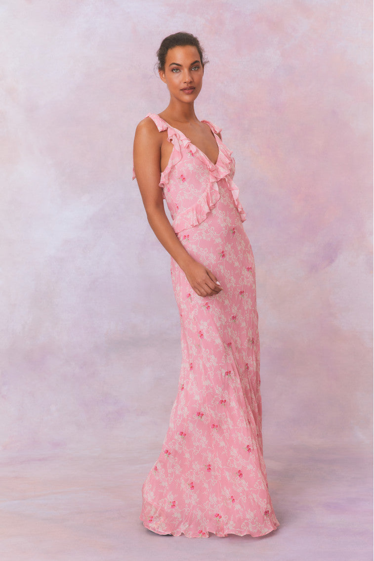 Orcene Floral Maxi Dress | Cherry Pink