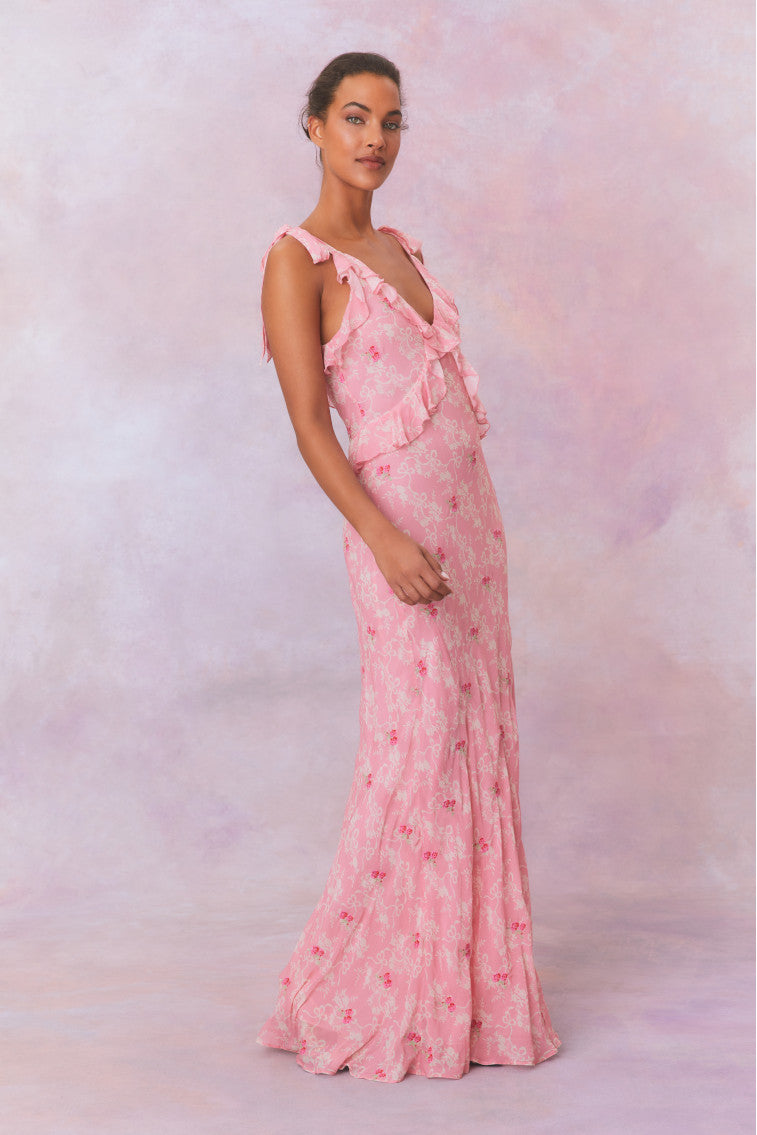 Orcene Floral Maxi Dress | Cherry Pink