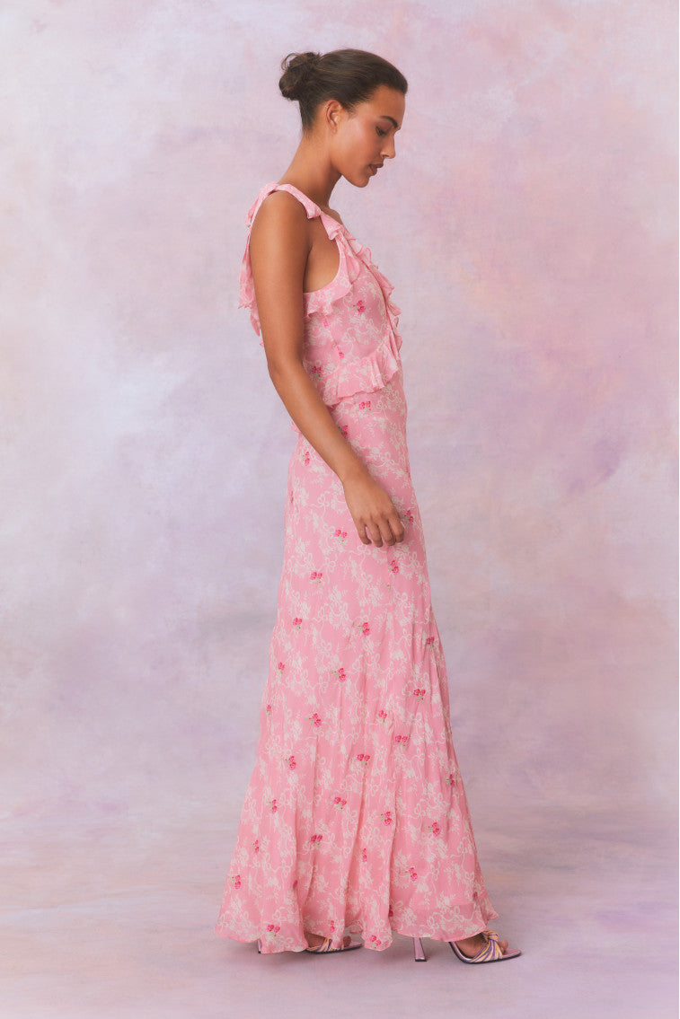 Orcene Floral Maxi Dress | Cherry Pink