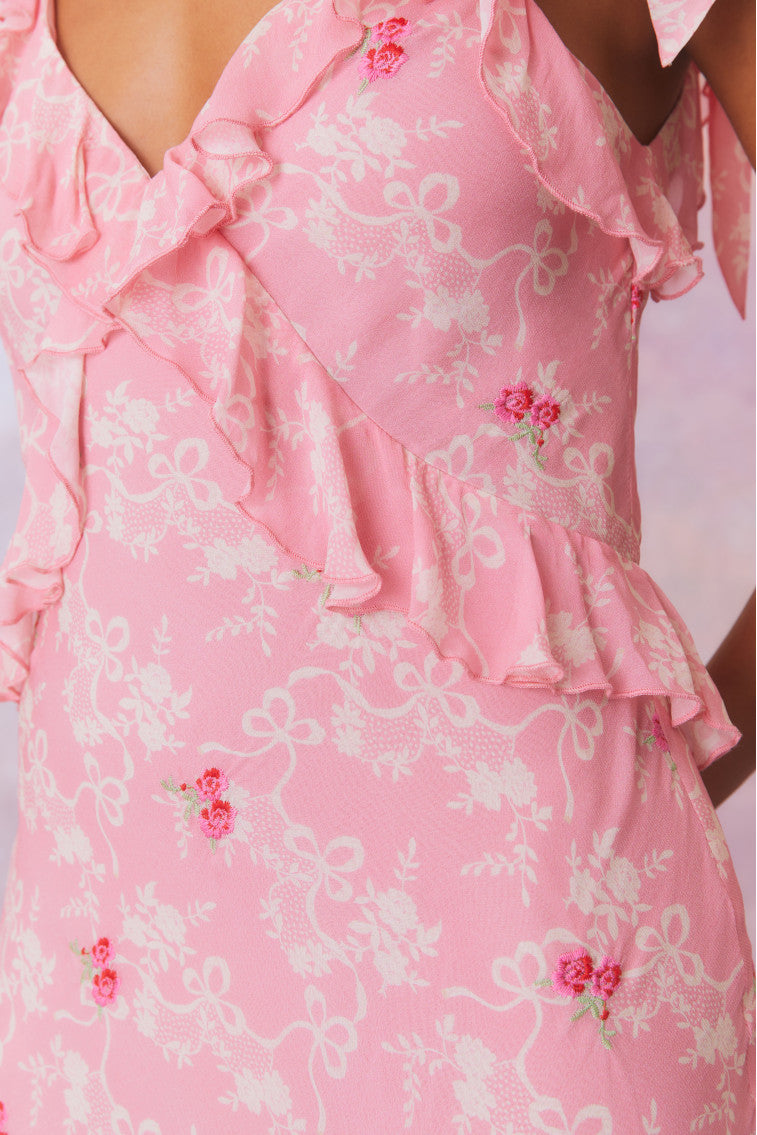 Orcene Floral Maxi Dress | Cherry Pink