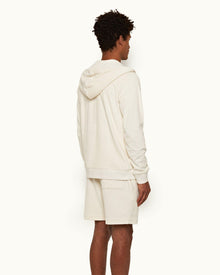 White Sand O.B Stripe Tipping Drop Needle Towelling Sweat Shorts | White Sand