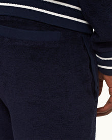 Afador Towelling Navy Classic Fit Double-Faced Towelling Sweat Shorts | Navy