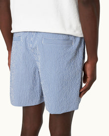 Men | Alex Seersucker Short | Blueberry/White Stripe