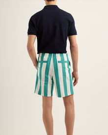 Men | Alex Stripe Short | Green/White Sand